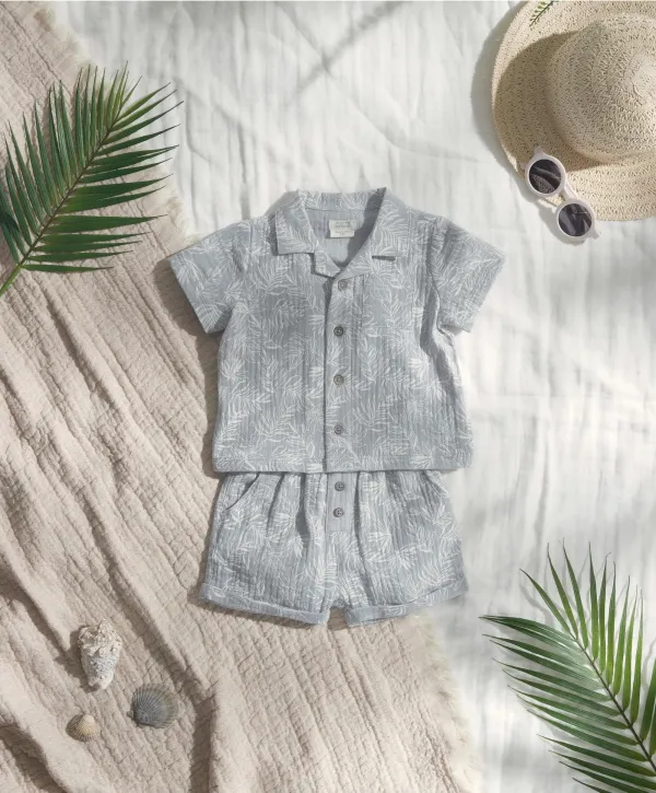 Palm Shirt & Shorts Outfit Set