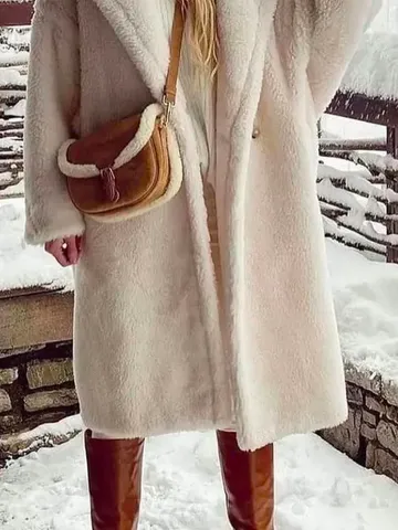 Lapel Collar Loose Casual Teddy Jacket