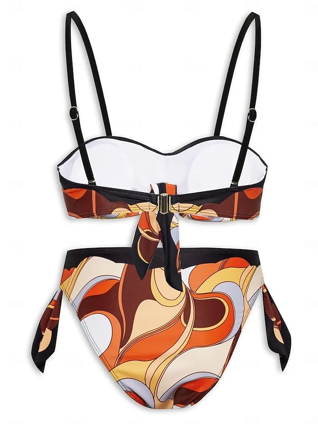 Knotted Print Bikini Swimsuit