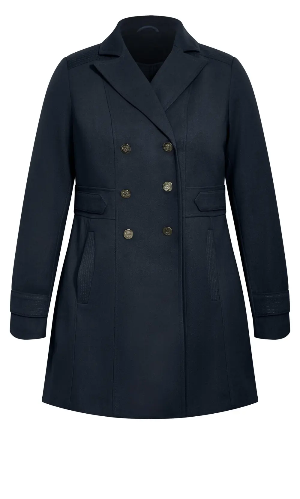 Evans Navy Button Detail Tailored Coat