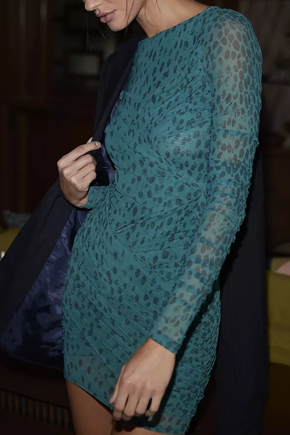 Long Sleeve Floral Print Mini Dress