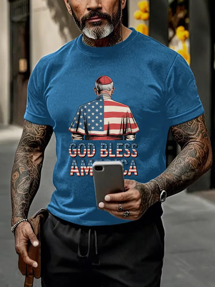 Men'S Pope Leo Xiv 8th May 2025 God Bless America Printed T-Shirt