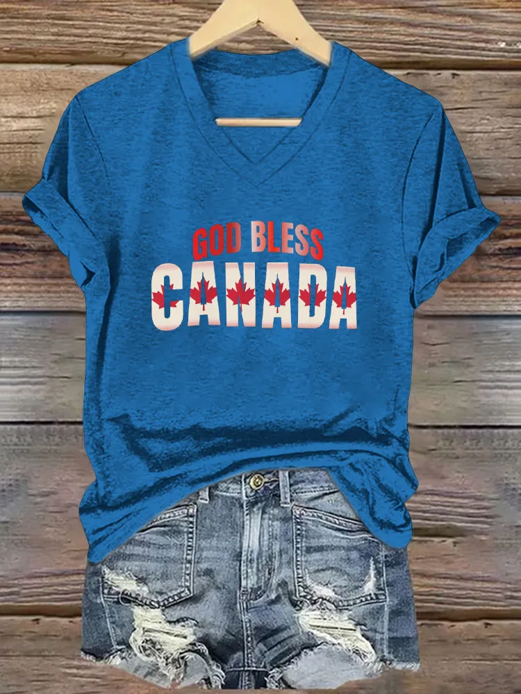 Women'S Elbows Up God Bless Canada T-Shirt