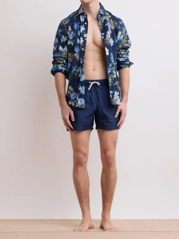 Loose Casual Comfortable Breathable Deep Blue Swim Trunks