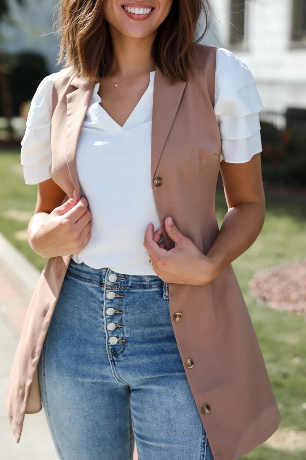 Bold Moves Mocha Sleeveless Blazer Mini Dress