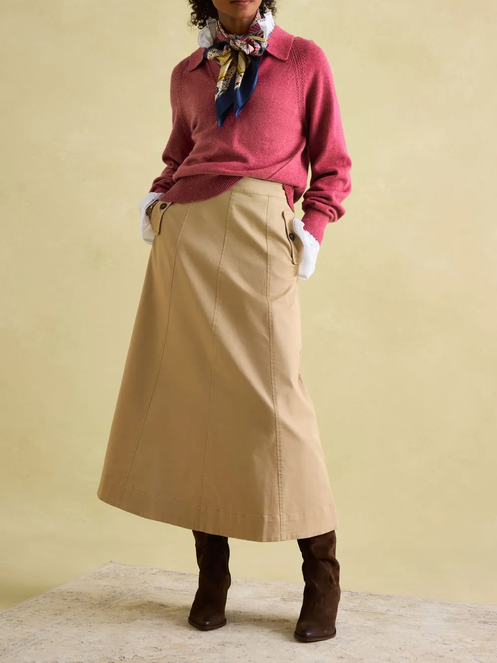 V Neck Stripe Jumper with Collar