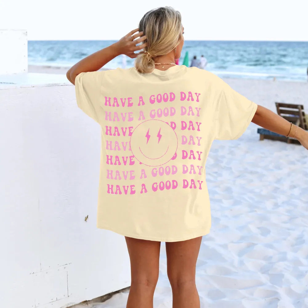 Good Day Repeating Print Short Sleeve Tee