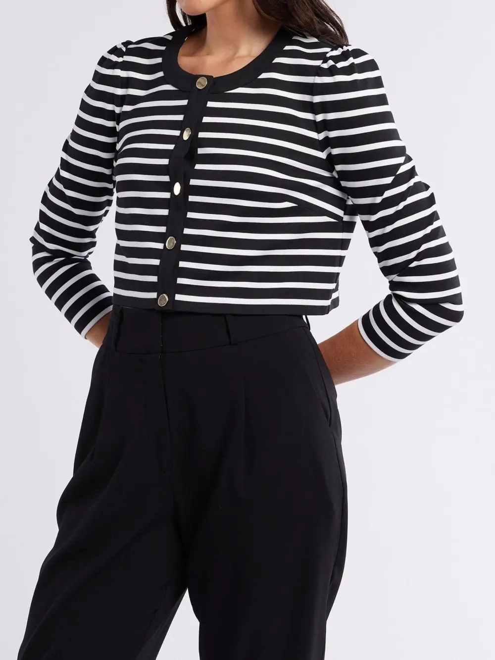Striped 3/4 Length Sleeves Jackets