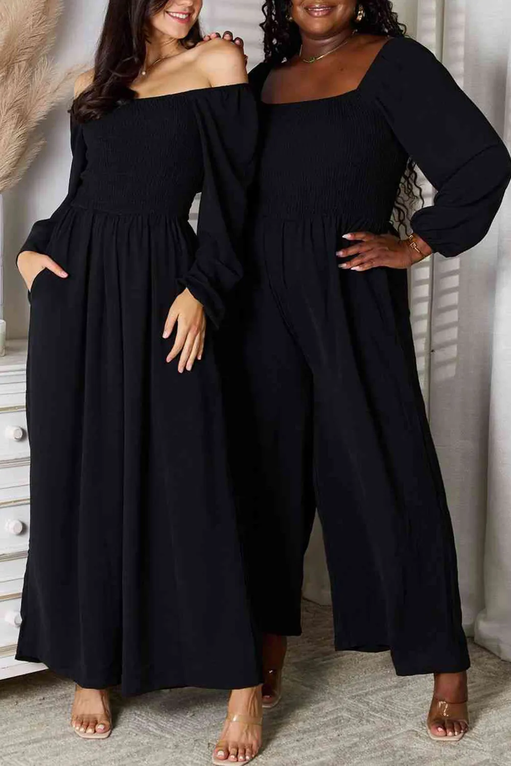 Black Minimalism Tasteful Off-The-Shoulder Jumpsuit