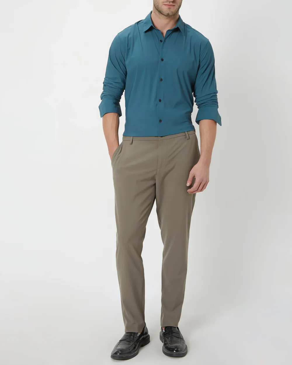 Simple And Comfortable Slim-Fit Breathable Green Shirt