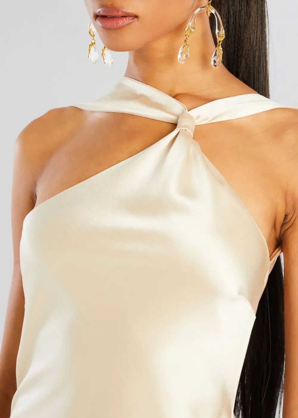 Halter Neck Satin Jumpsuit