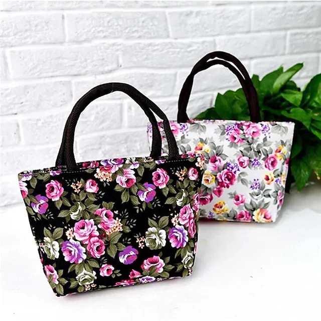 Women's Handbag Nylon Outdoor Daily Zipper Large Capacity Breathable Lightweight Flower Black Red Blue