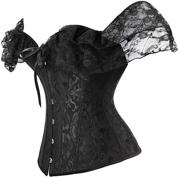 Women's Plus Size Corsets Country Bavarian Overbust Corset Classic Tummy Control Push Up Lace Solid Color Printing Buckle Hook & Eye Nylon Polyester / Cotton Christmas Halloween Wedding Party