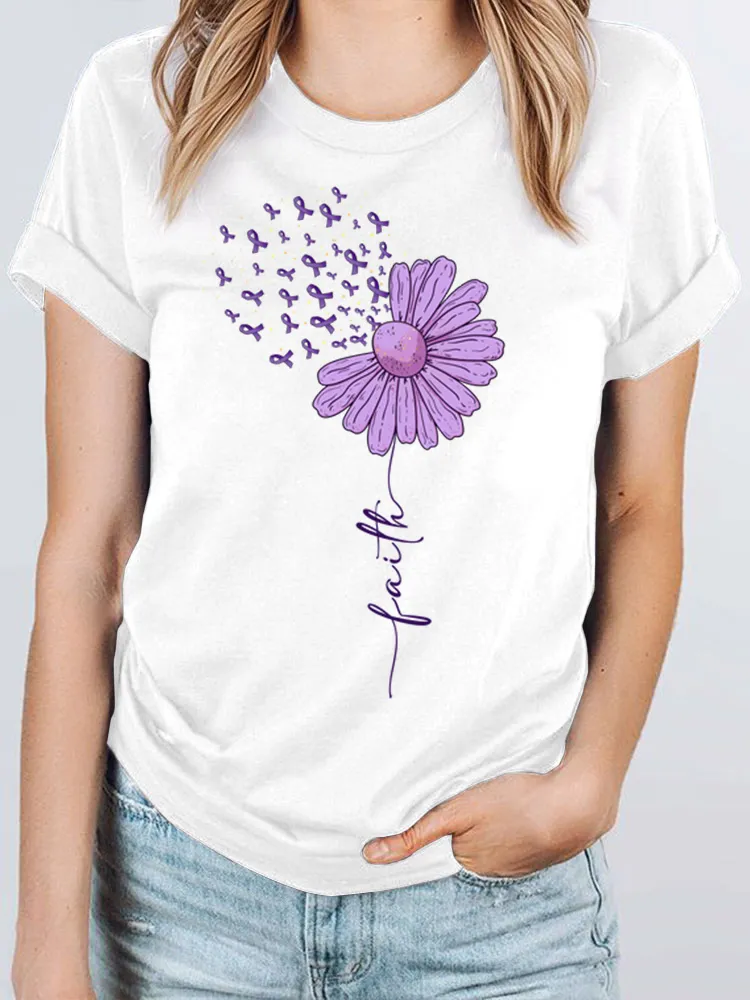 Women'S Alzheimer'S Awareness Printed Short Sleeve T-Shirt