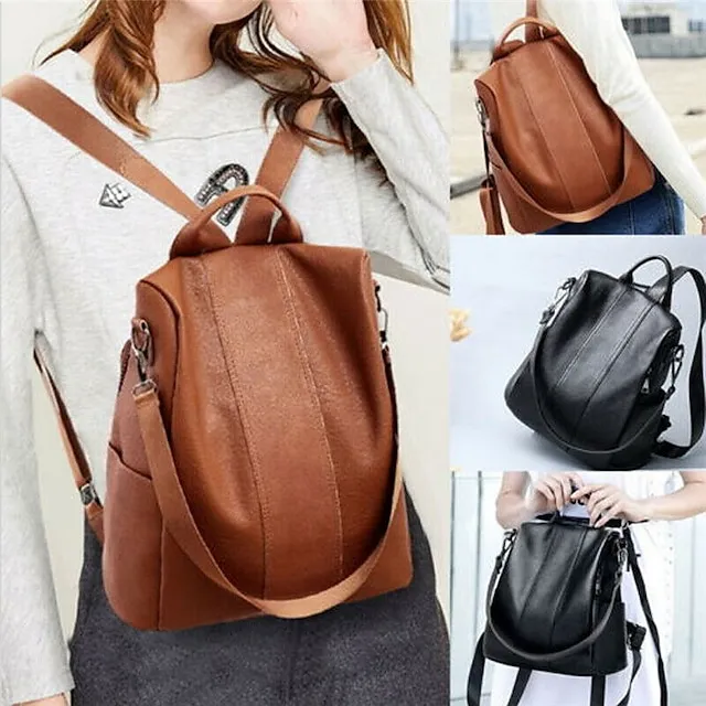 Men's Women's Handbag Nylon PU Leather Daily Holiday Zipper Adjustable Large Capacity Waterproof Solid Color Black Brown