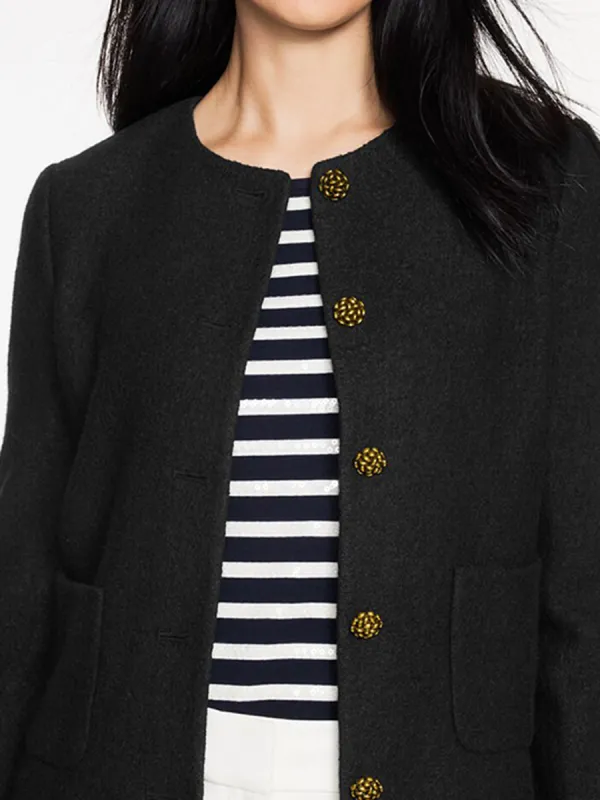 Women's Stylish Wool Buttoned Short Coat
