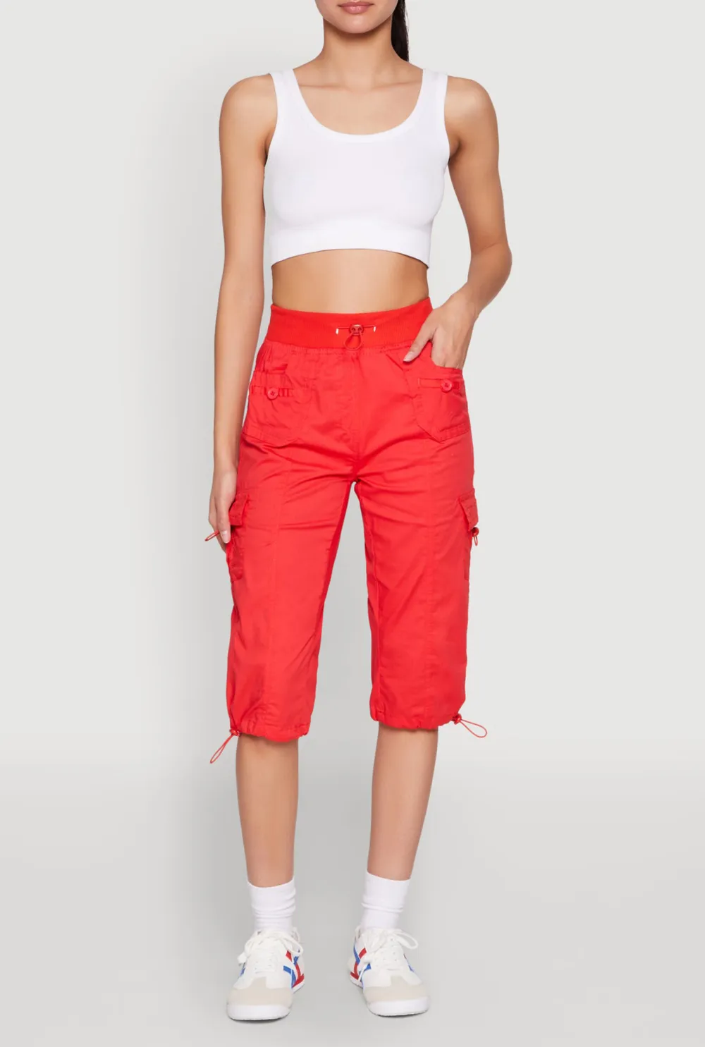 Solid Color Cropped Pants