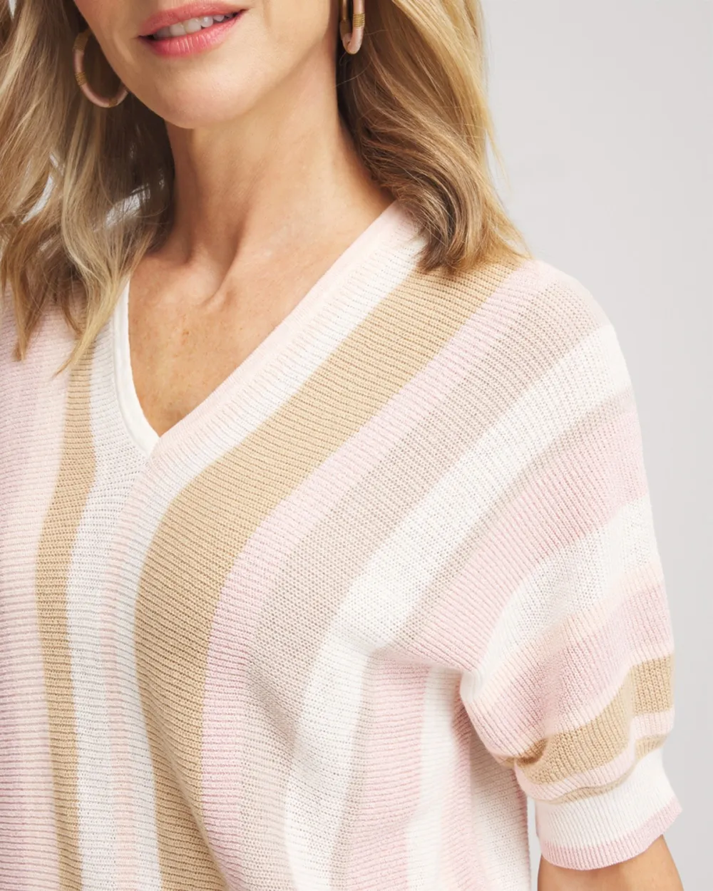 Stripe V-Neck Pullover Sweater