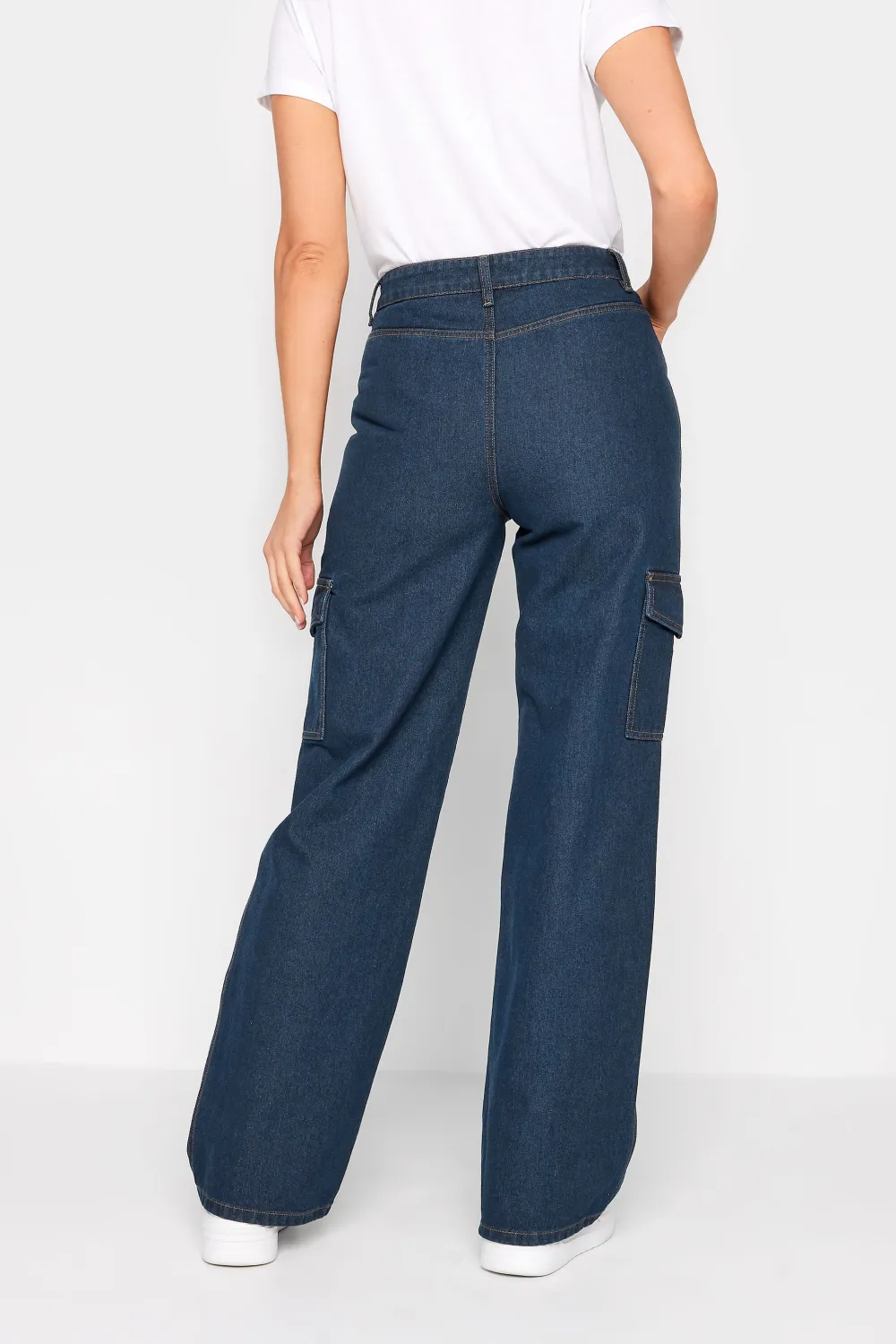 LTS Tall Dark Blue Wide Leg Cargo Jeans