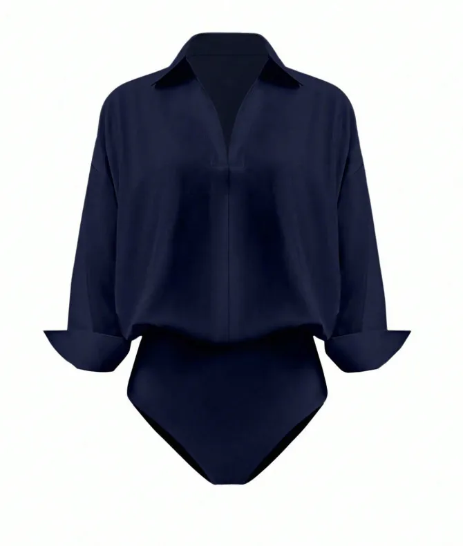 Women's Collared Long Sleeve Bodysuit