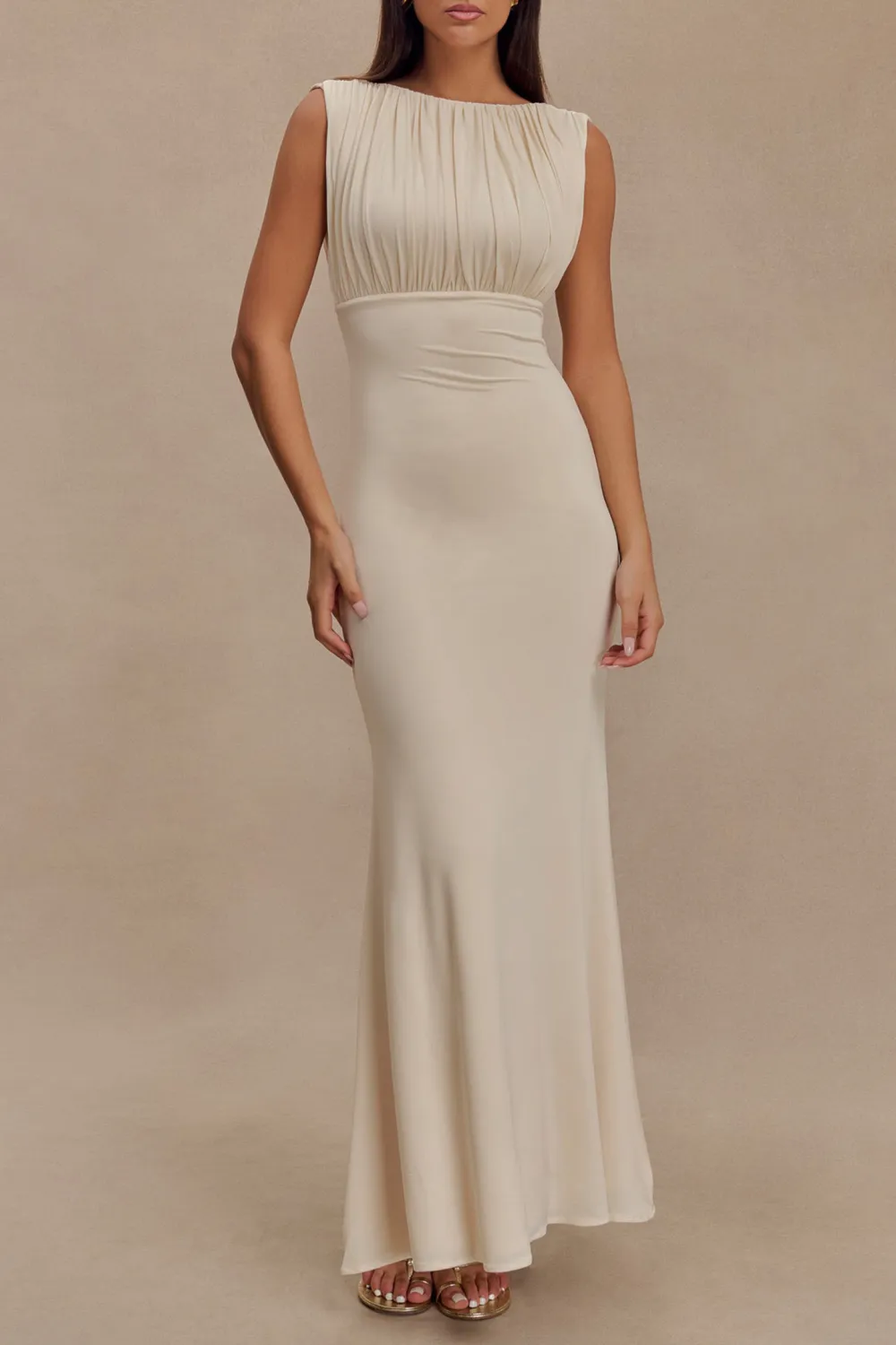 Slinky Ruched Maxi Dress