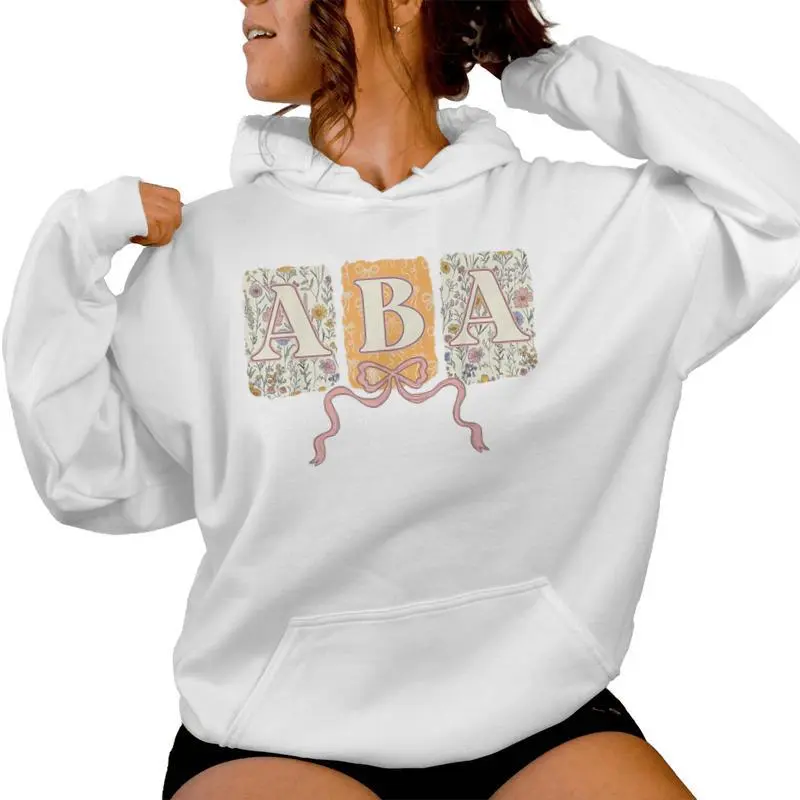 Retro Floral Aba Coquette Bow Applied Behavior Analysis Women Hoodie