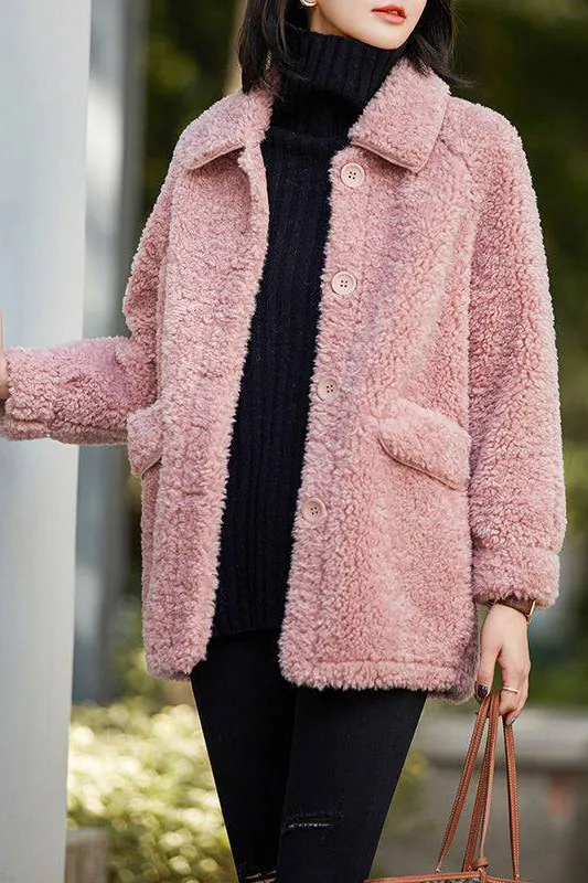 Faux Lamb Fleece Lapel Coat