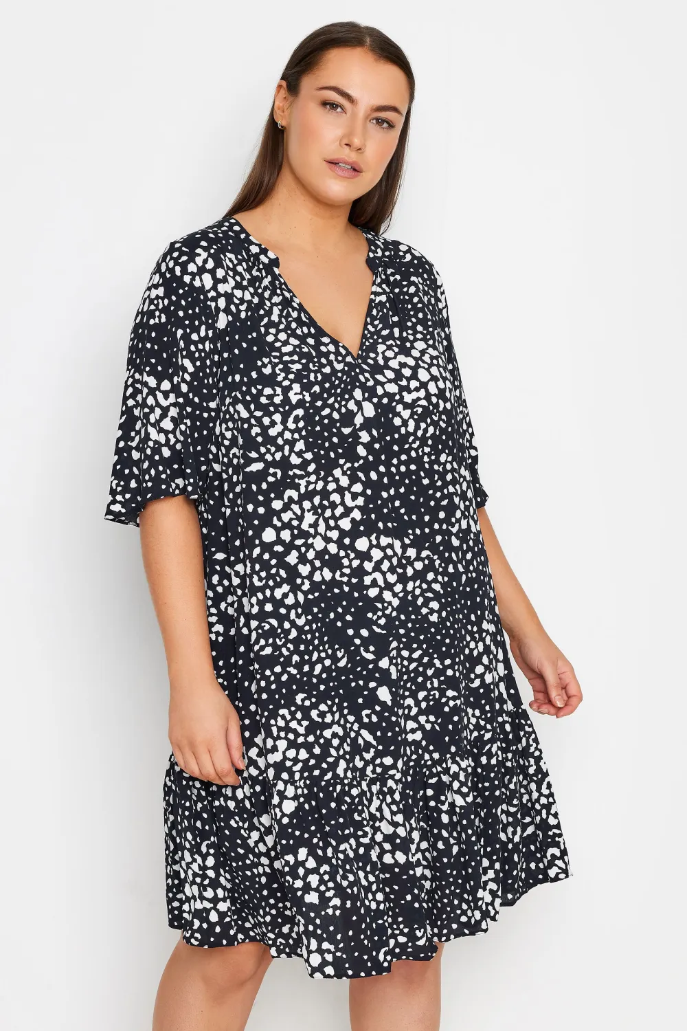 Evans Black Animal Print Smock Dress