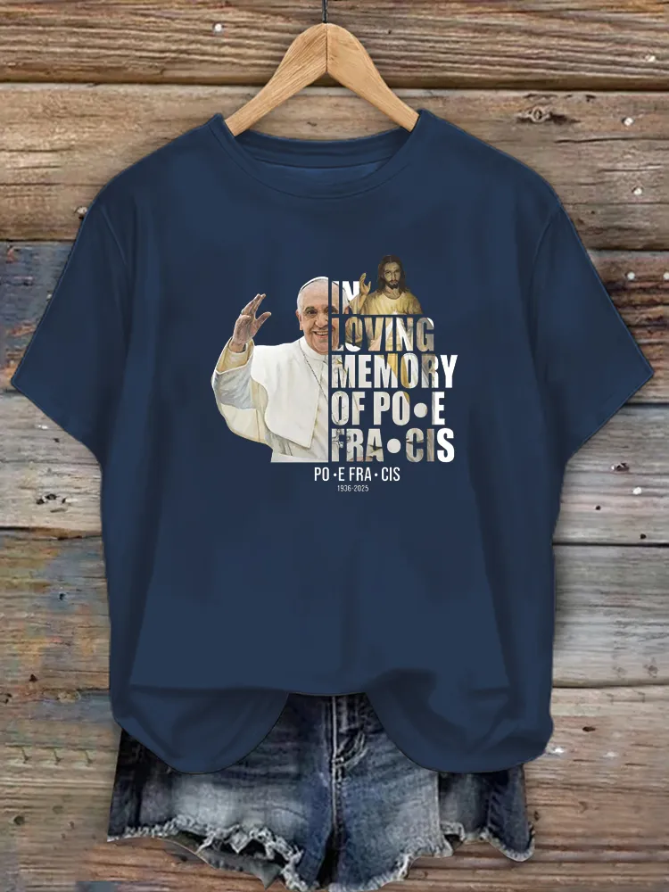 Women's In Loving Memory Of PF 1936-2025 Print Short Sleeve Round Neck Cotton T-Shirt