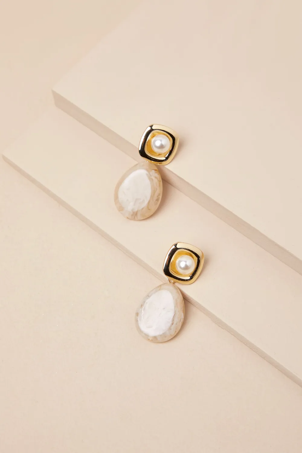 Delicate Marbled Ivory Earrings