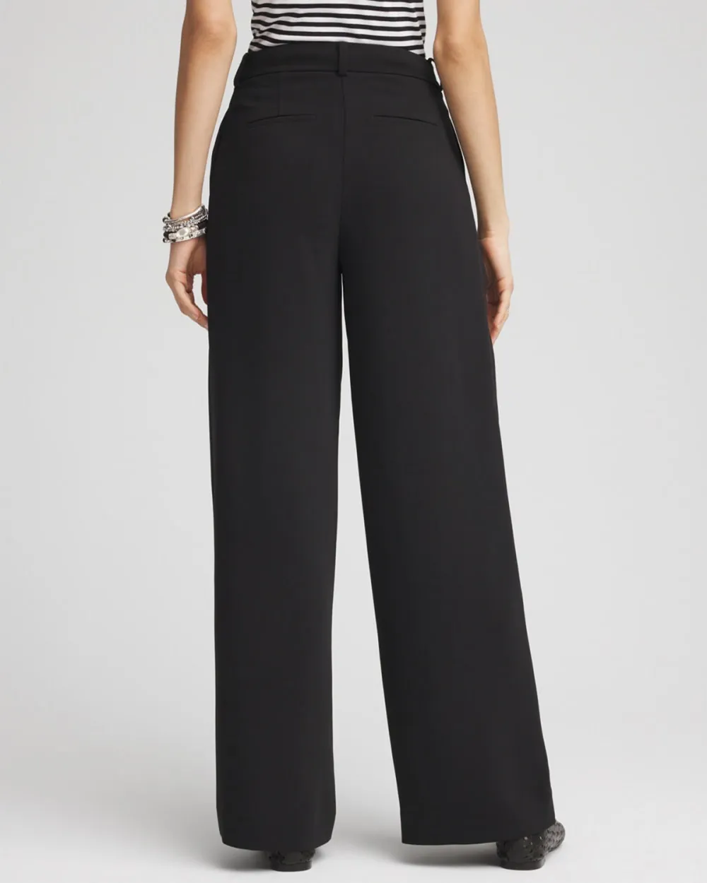 Crepe Pleated Wide-Leg Pants