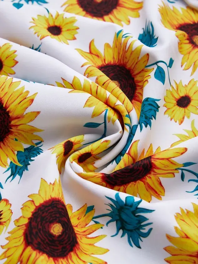 Vacation Floral Flouncing Scoop Neck Tankinis Two-Piece Set