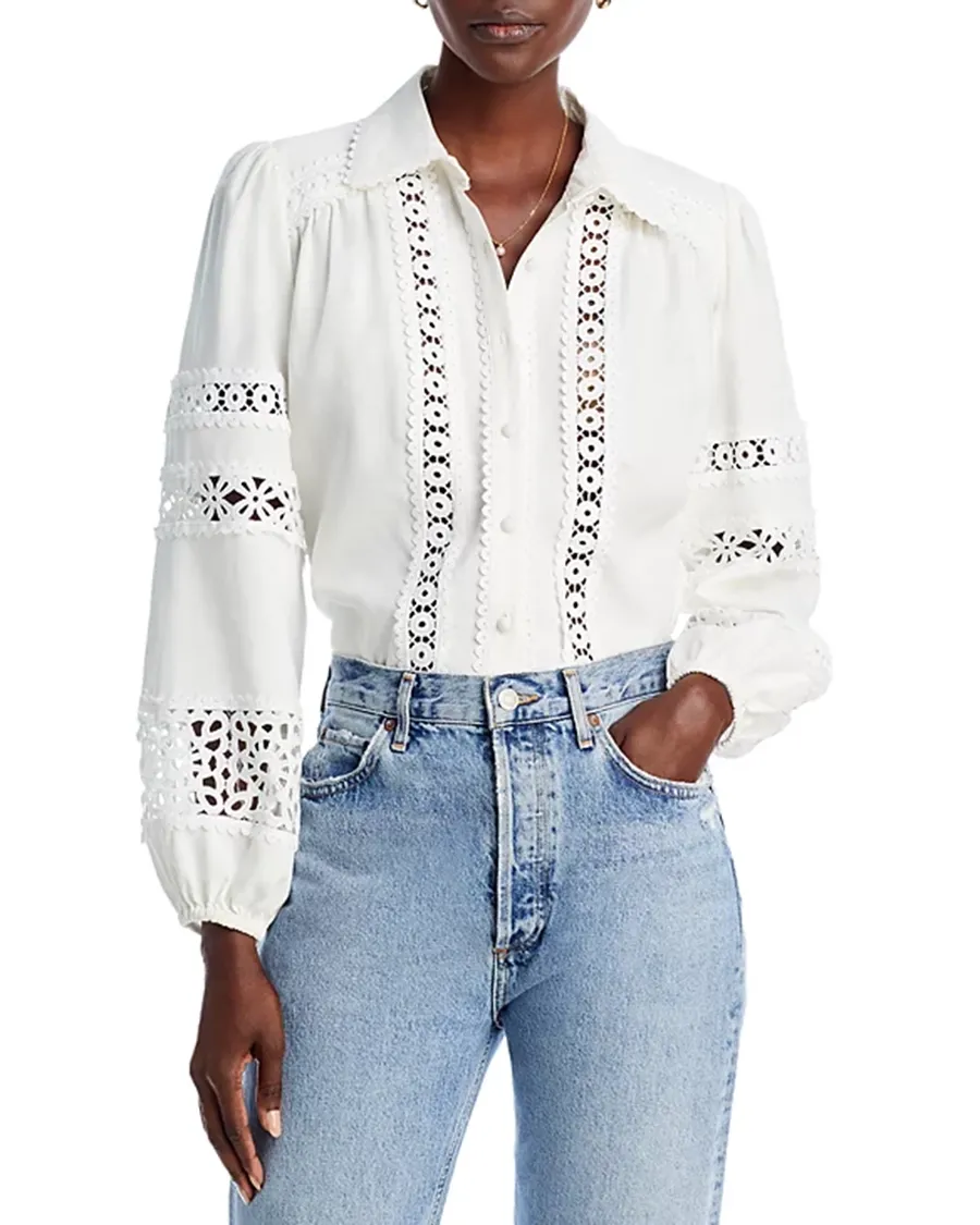 Long Sleeve Lace Button Up Shirt