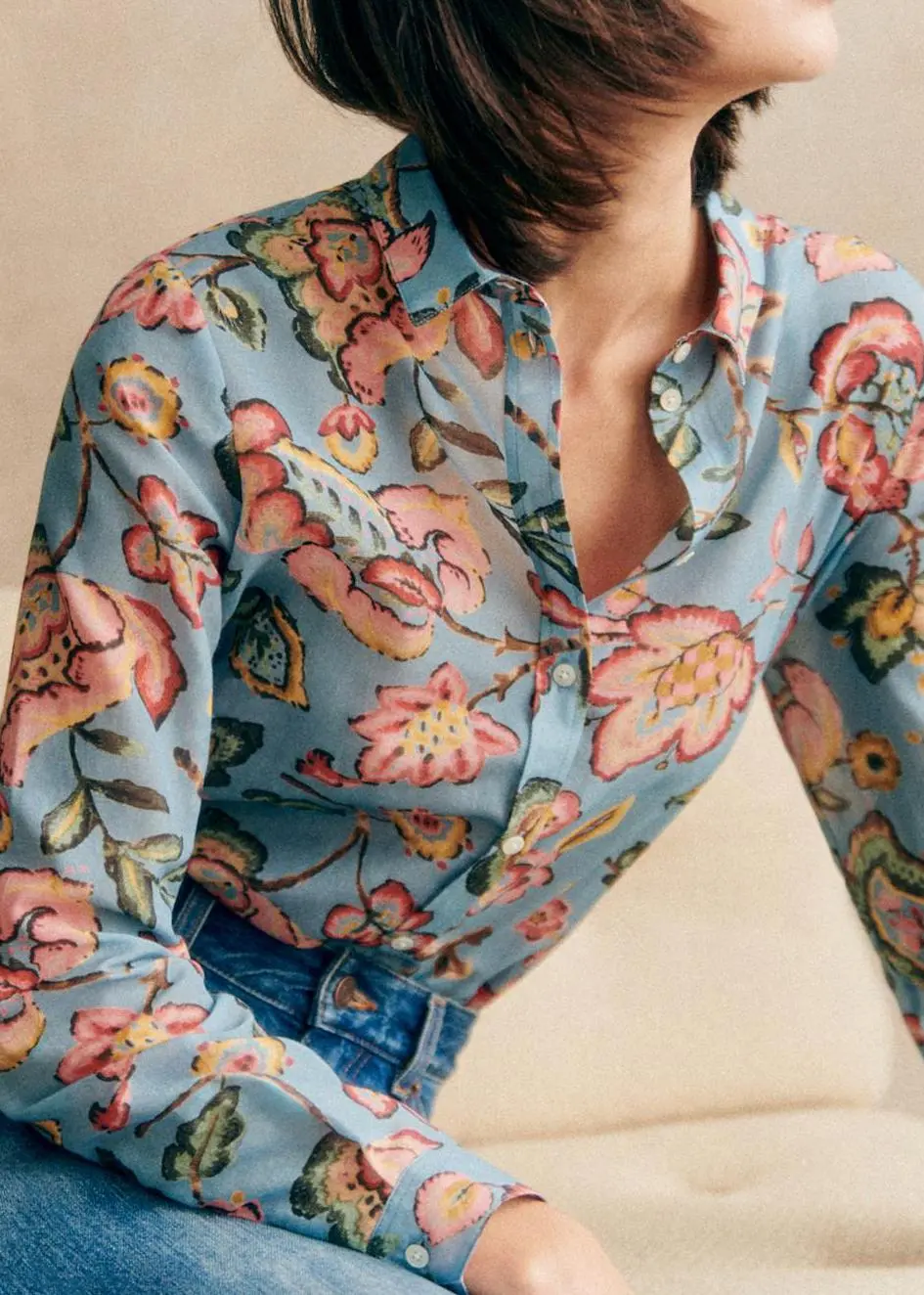 Colorful Floral Long-Sleeved Shirt