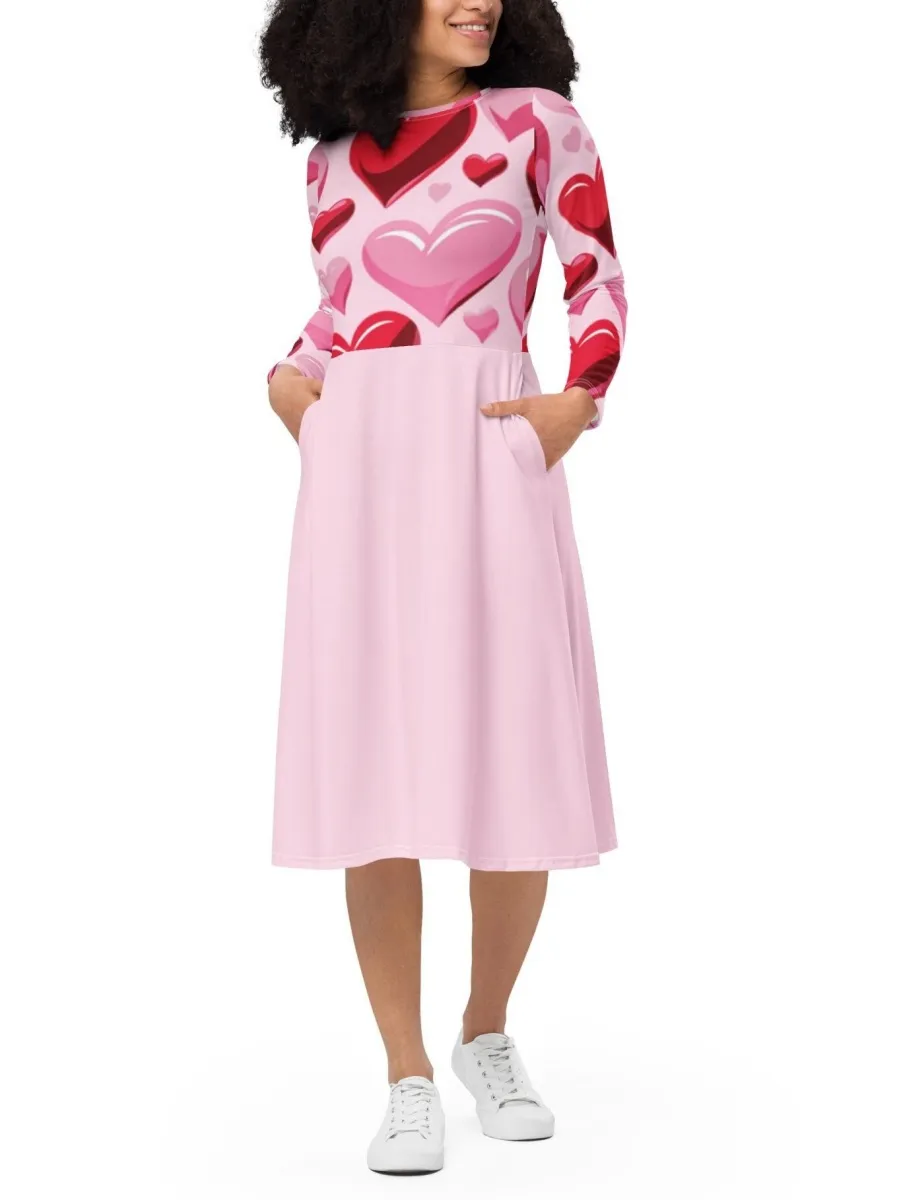 Romantic Heart Print Dress