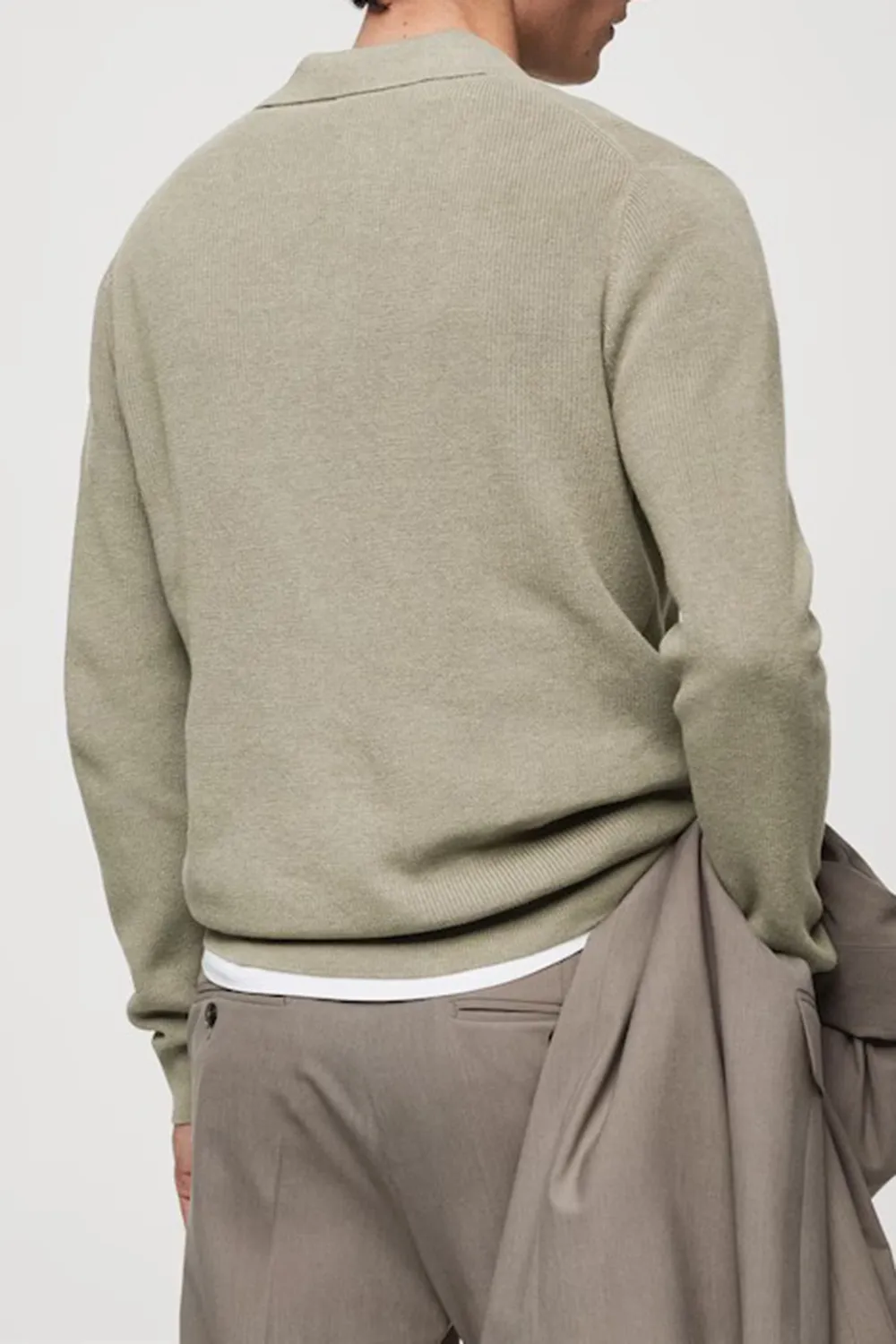 Ribbed Knit Polo Shirt