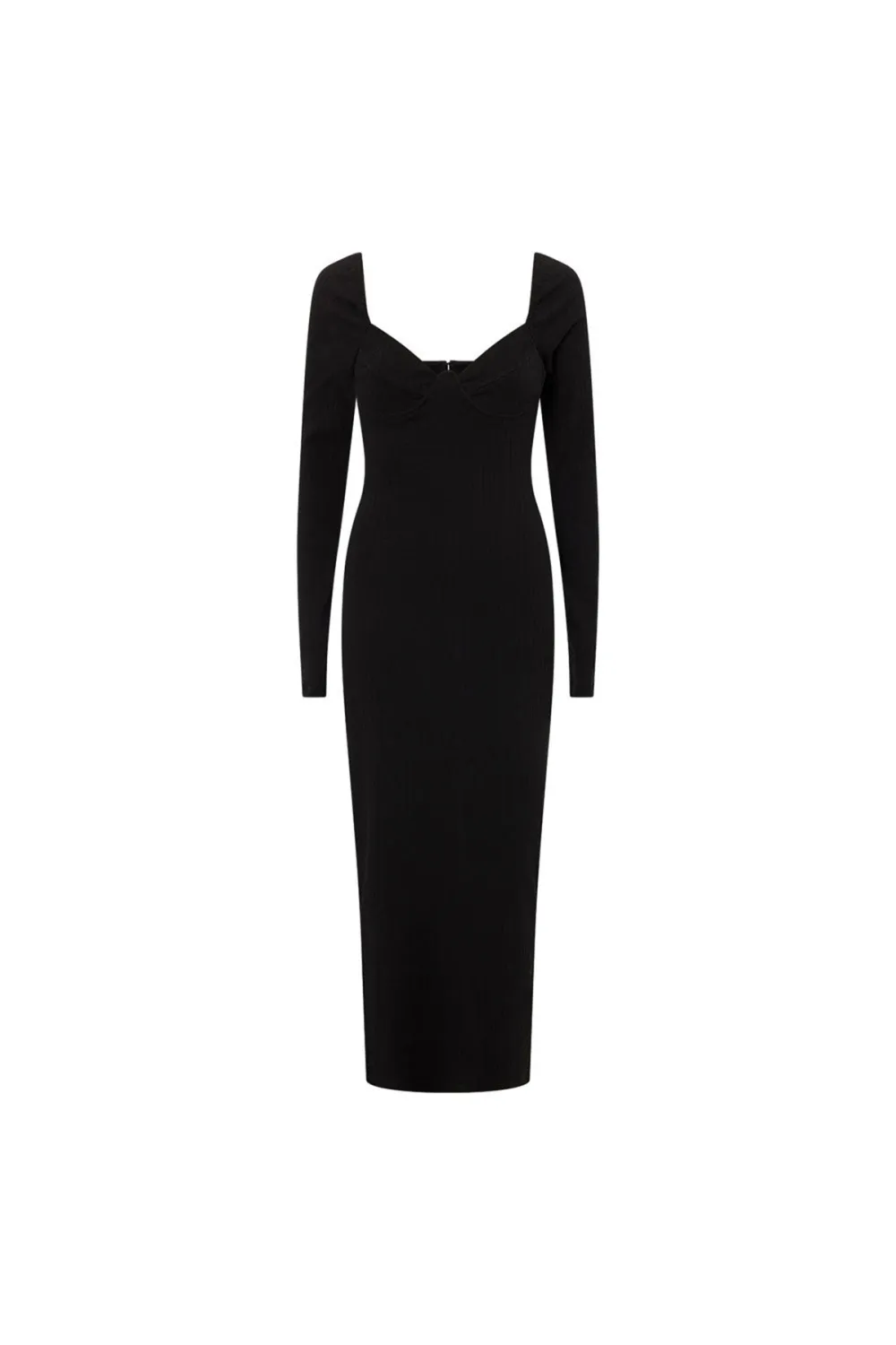 Long Sleeve Sweetheart Neck Bodycon Midi Dress