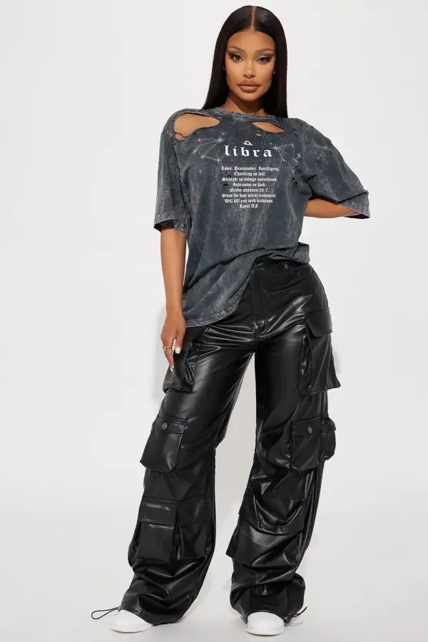 Libra Distressed Tee - Charcoal
