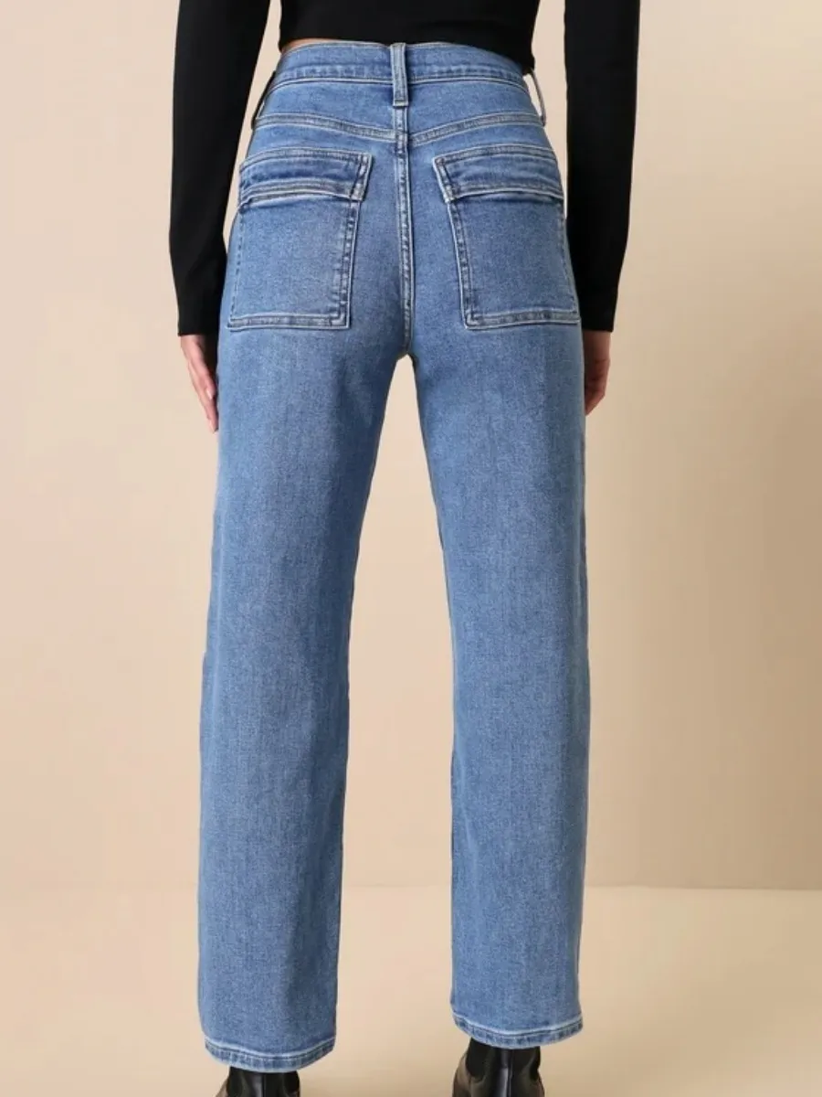 Retro Paneled Denim Pants