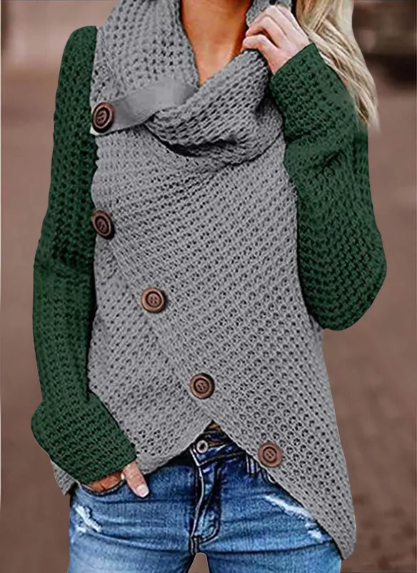 Plain Knitted Turtleneck Casual Sweater