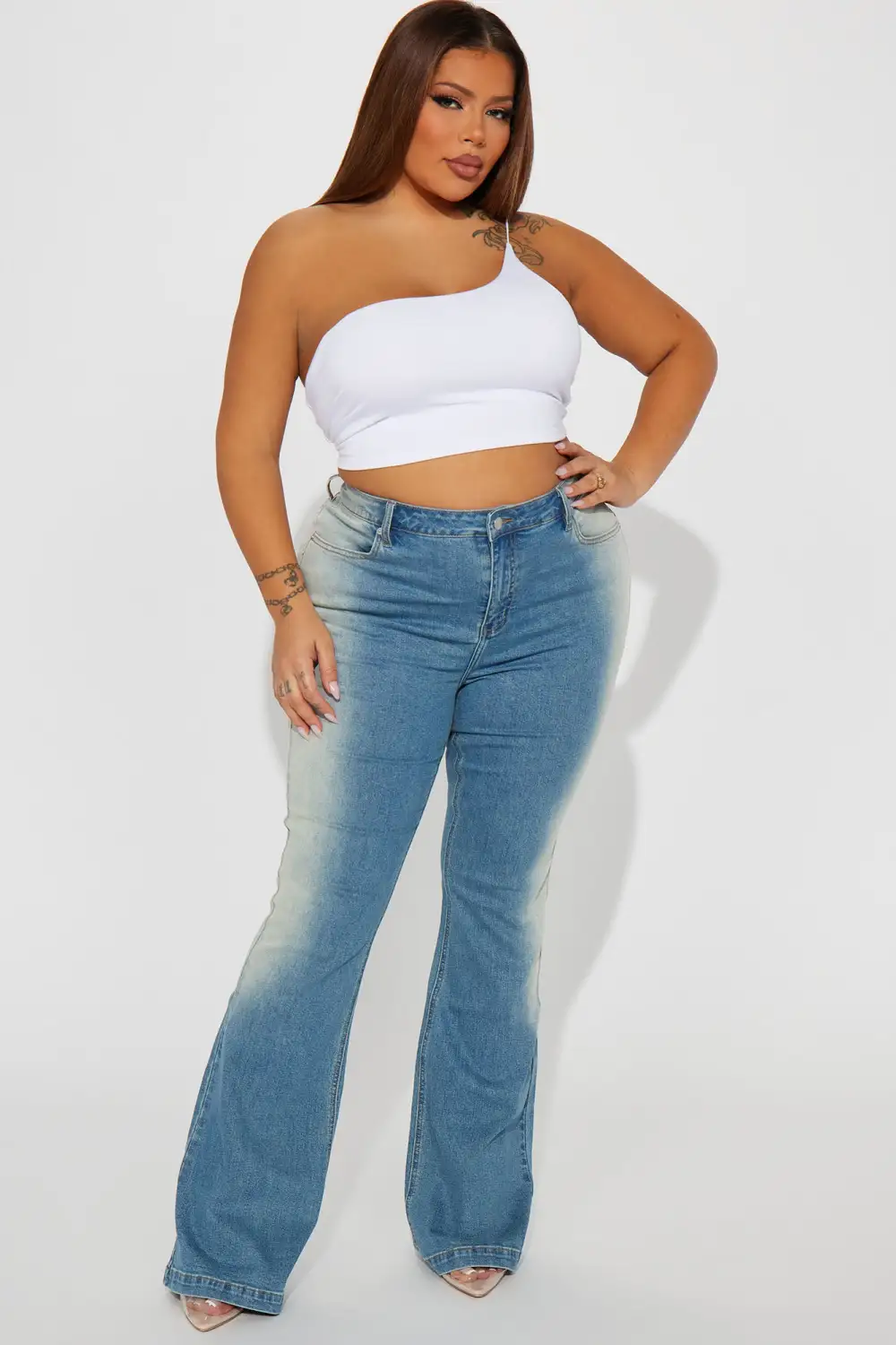 Selena One Shoulder Crop Top - White
