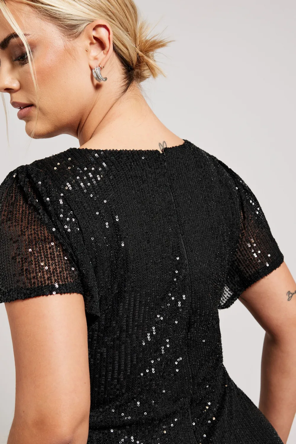 YOURS LONDON Curve Black Sequin Embellished Wrap Dress
