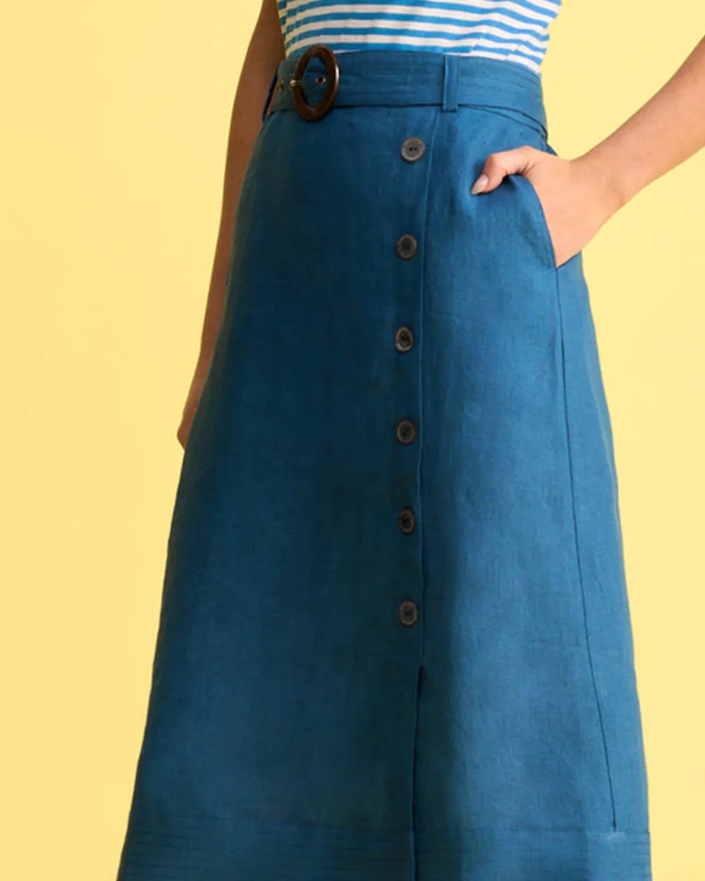 Belted Linen Skirt