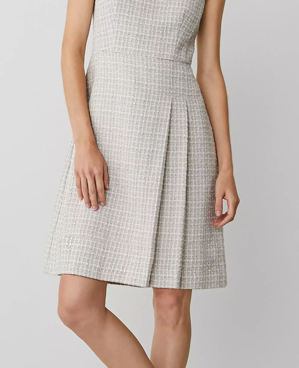 Tweed Button Shoulder Sheath Dress