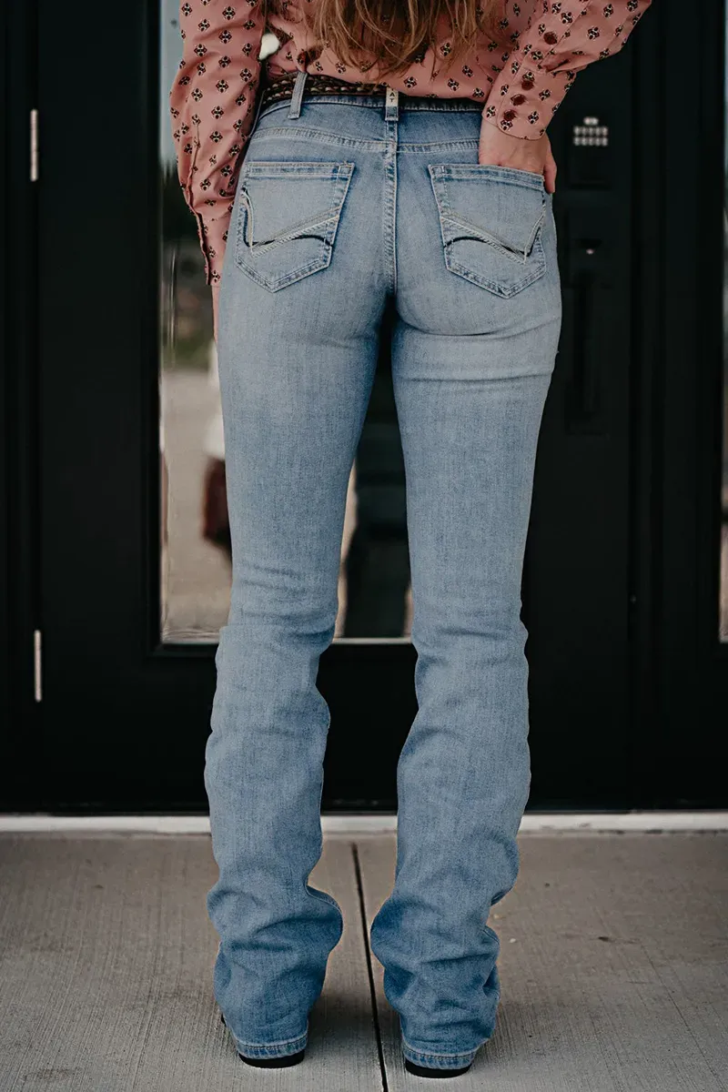 Vintage Zip Fly Mid Waist Bootcut Jeans Without Belt