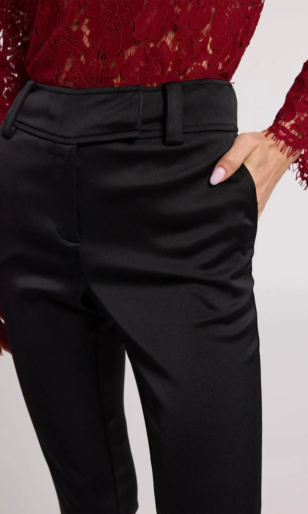 Satin Slim-Fit Pants