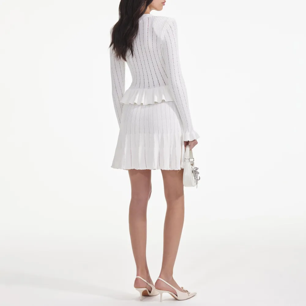 White Knit Peplum Mini Dress