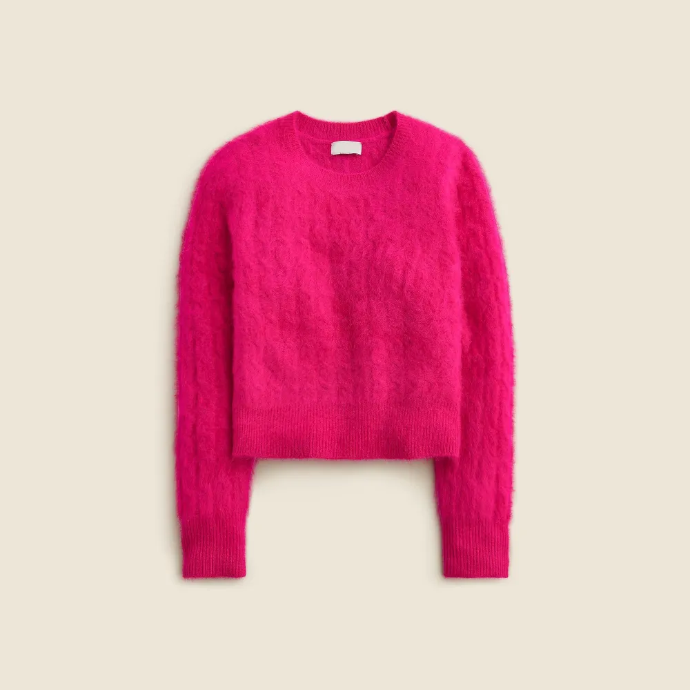 Brushed Cashmere Shrunken Crewneck Sweaters