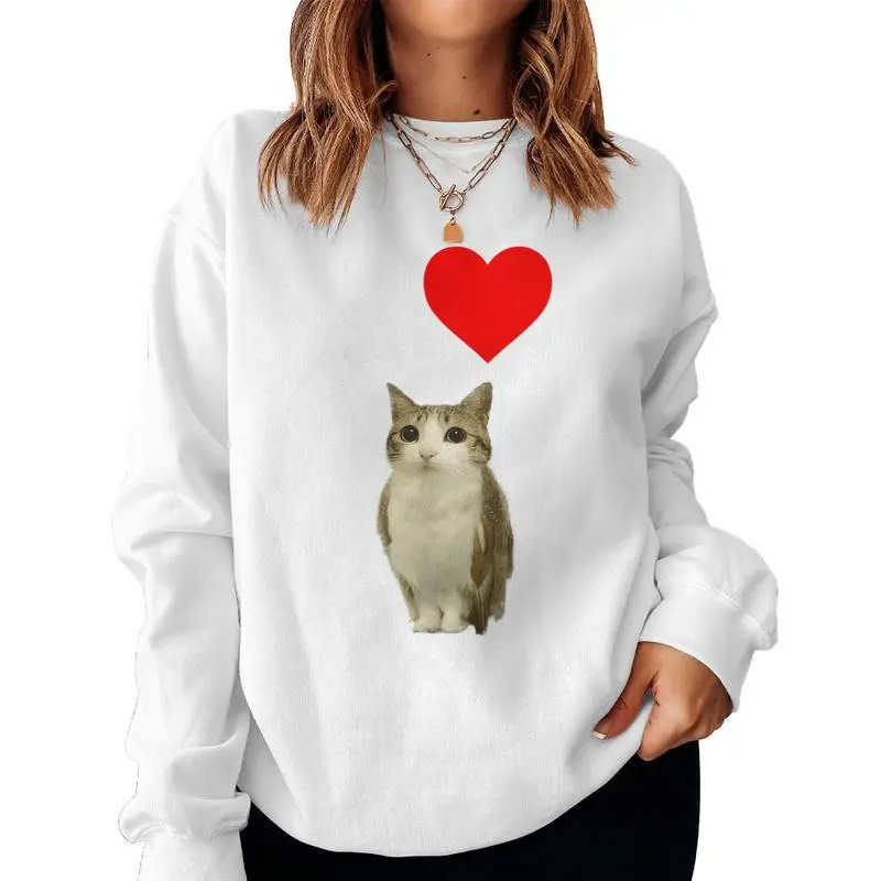 I Love Meowl Cursed Cute Cat Owl Meme Brain Rot Silly Women Sweatshirt