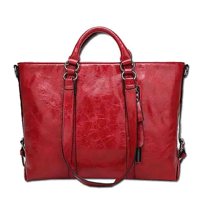 Women's Handbag Crossbody Bag Tote PU Leather Outdoor Office Shopping Zipper Large Capacity Solid Color Orange